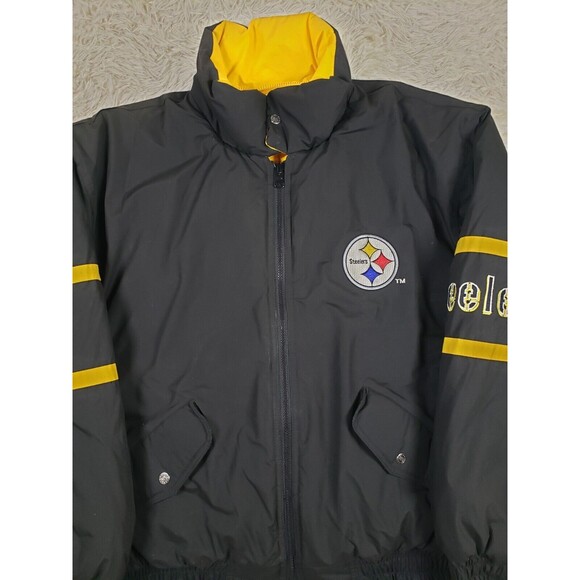Vintage 90s Pittsburgh Steelers Size Large Triple Fat Goose Mens NFL Puff Jacket - Picture 2 of 9